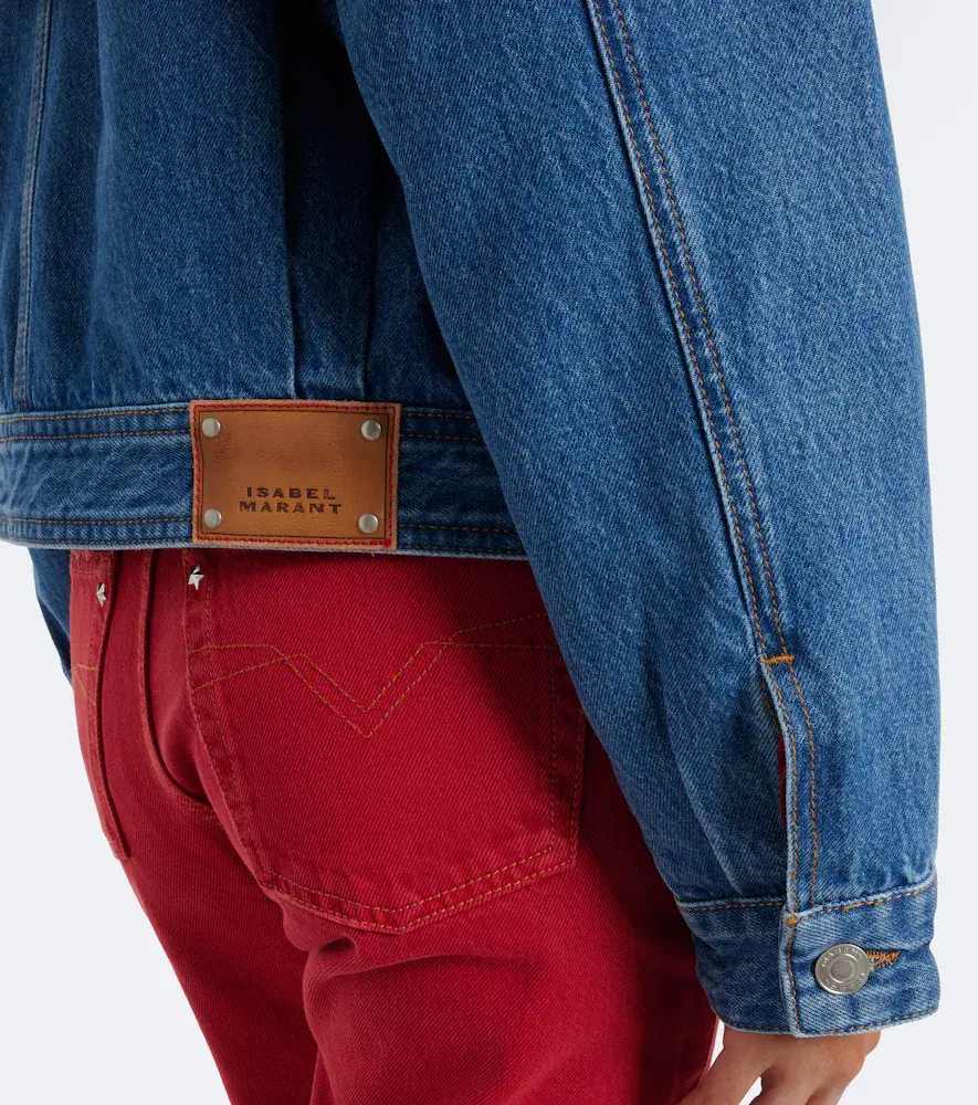 Isabel Marant Devyn leather-trimmed denim jacket | Thumbnail 7 Isabel Marant Devyn leather-trimmed denim jacket | Thumbnail 7