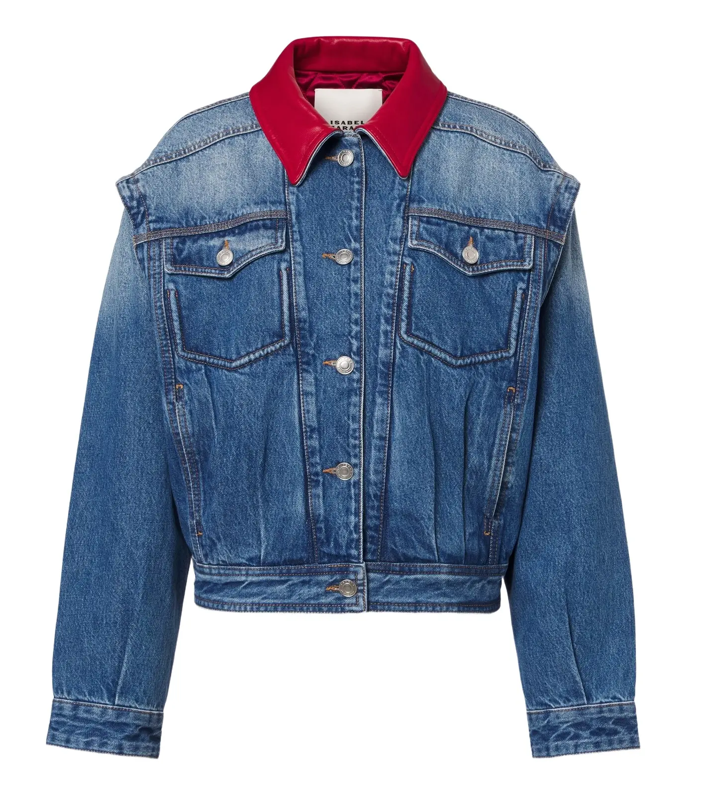Devyn leather-trimmed denim jacket Devyn leather-trimmed denim jacket