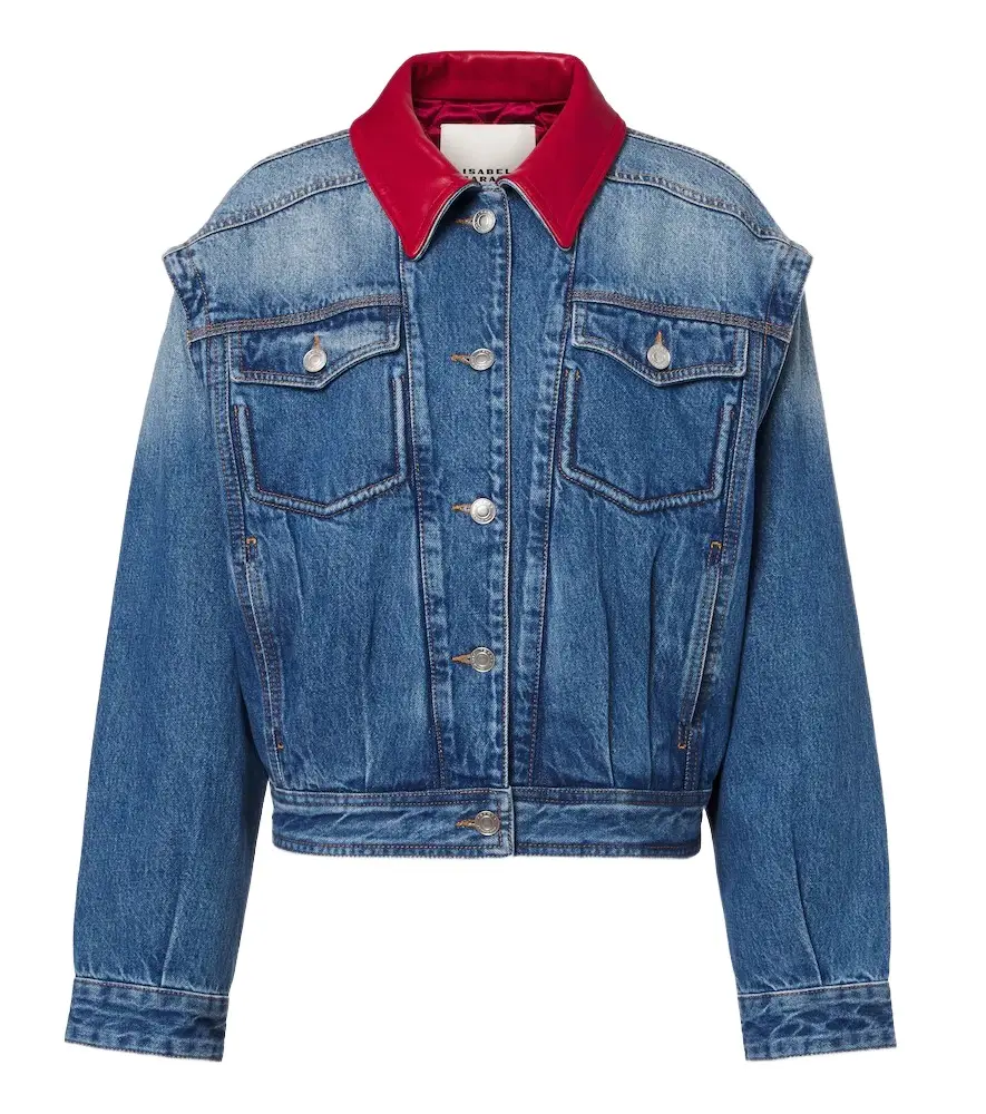 Devyn leather-trimmed denim jacket Devyn leather-trimmed denim jacket