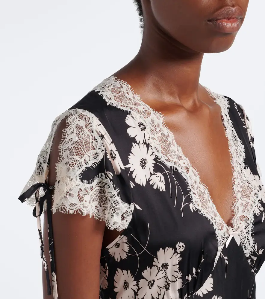 Rixo Fern floral lace-trimmed satin midi dress | Thumbnail 5