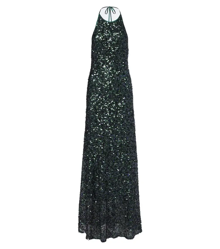Open-back sequined halterneck gown Open-back sequined halterneck gown