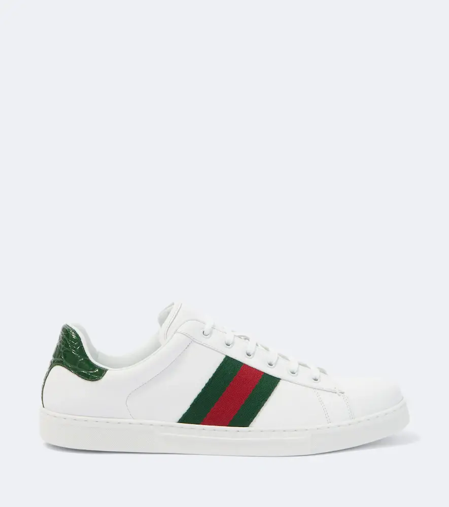 Gucci Ace Web Stripe leather sneakers | Thumbnail 4 Gucci Ace Web Stripe leather sneakers | Thumbnail 4