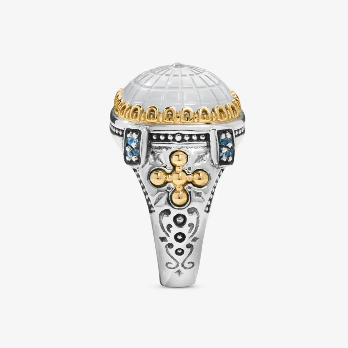Konstantino Konstantino Dome Sterling Silver & 18k Yellow Gold Mother of Pearl & Blue Spinel Ring Sz. 7 by The Solist | Thumbnail 3 Konstantino Konstantino Dome Sterling Silver & 18k Yellow Gold Mother of Pearl & Blue Spinel Ring Sz. 7 by The Solist | Thumbnail 3