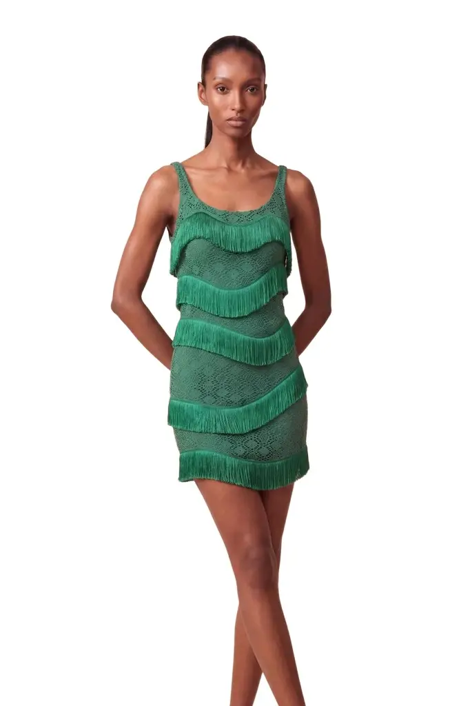 PatBo FOREST GREEN MESH MINI DRESS (RUNWAY)