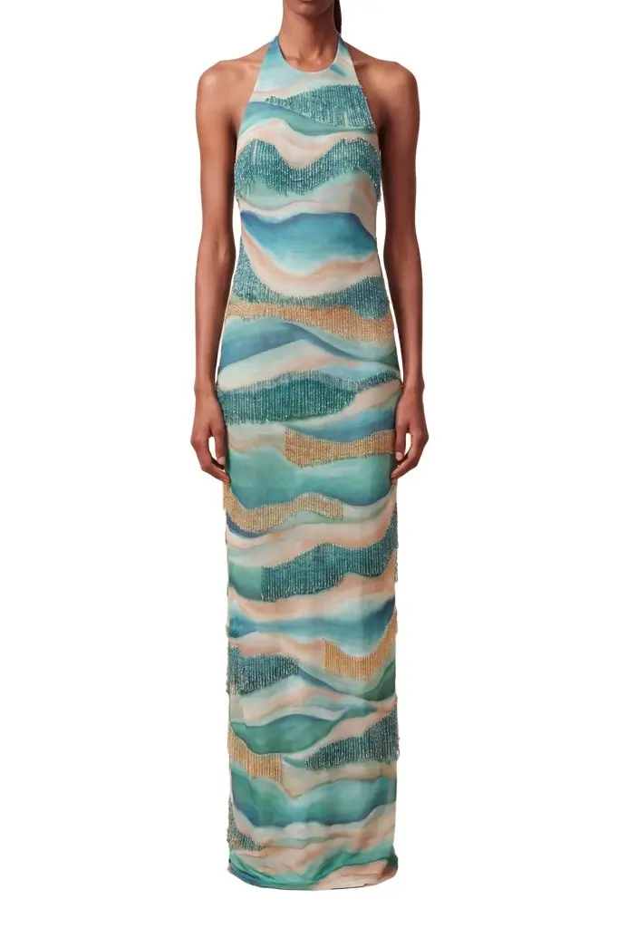 PatBo WAVES HALTER LONG DRESS (RUNWAY)