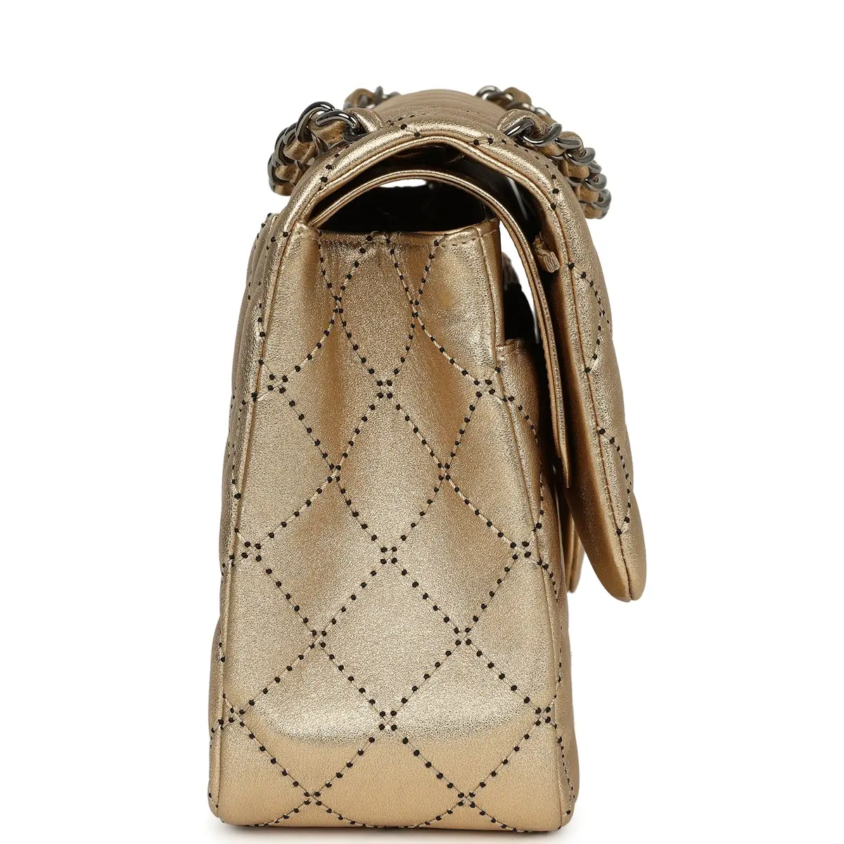 Chanel Chanel Jumbo Classic Double Flap Bag Gold Metallic Lambskin Ruthenium Hardware | Thumbnail 3 Chanel Chanel Jumbo Classic Double Flap Bag Gold Metallic Lambskin Ruthenium Hardware | Thumbnail 3