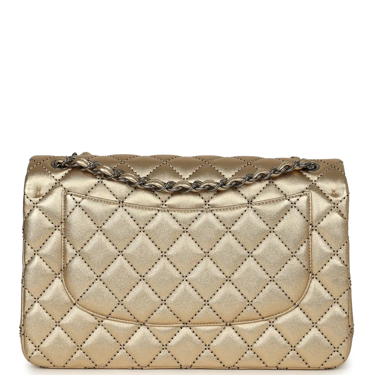 Chanel Chanel Jumbo Classic Double Flap Bag Gold Metallic Lambskin Ruthenium Hardware | Thumbnail 4 Chanel Chanel Jumbo Classic Double Flap Bag Gold Metallic Lambskin Ruthenium Hardware | Thumbnail 4