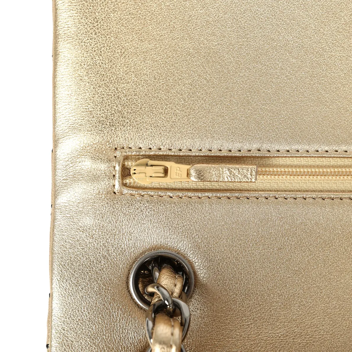 Chanel Chanel Jumbo Classic Double Flap Bag Gold Metallic Lambskin Ruthenium Hardware | Thumbnail 8 Chanel Chanel Jumbo Classic Double Flap Bag Gold Metallic Lambskin Ruthenium Hardware | Thumbnail 8