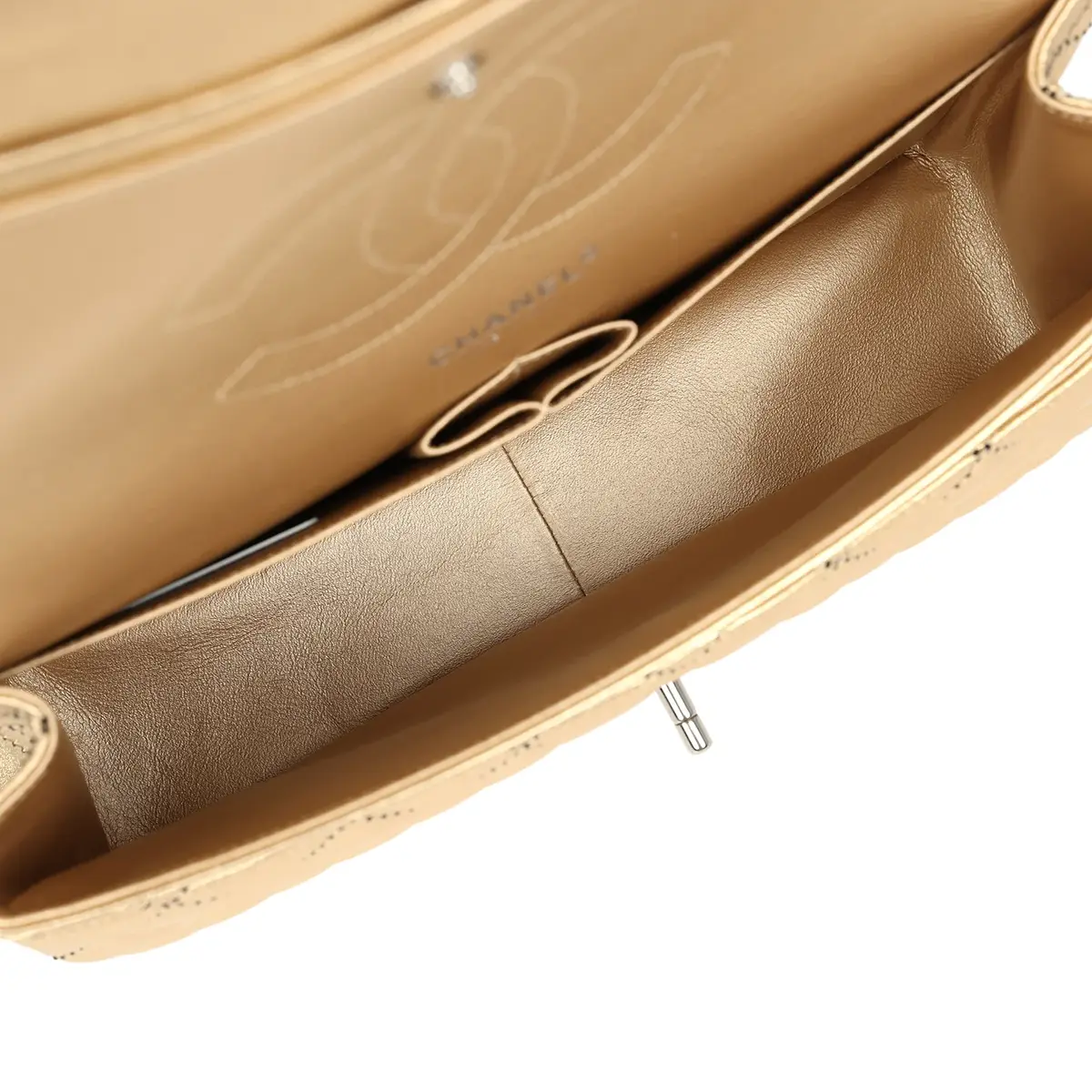 Chanel Chanel Jumbo Classic Double Flap Bag Gold Metallic Lambskin Ruthenium Hardware | Thumbnail 10 Chanel Chanel Jumbo Classic Double Flap Bag Gold Metallic Lambskin Ruthenium Hardware | Thumbnail 10