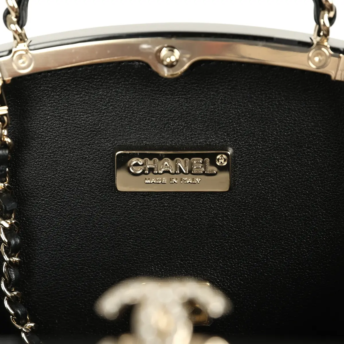 Chanel Chanel Makeup Palette Minaudiere Clutch with Chain Black, Multicolor Plexiglass, Strass, Light Gold Hardware | Thumbnail 10 Chanel Chanel Makeup Palette Minaudiere Clutch with Chain Black, Multicolor Plexiglass, Strass, Light Gold Hardware | Thumbnail 10