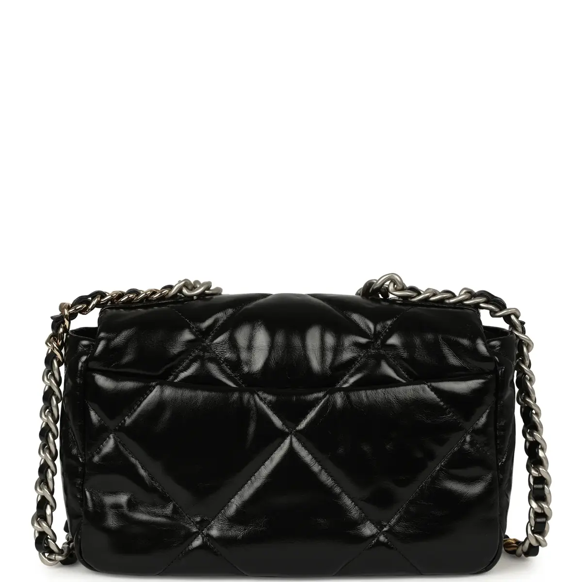 Chanel Chanel Medium 19 Flap Bag Black Shiny Crumpled Calfskin Mixed Metal Hardware | Thumbnail 4