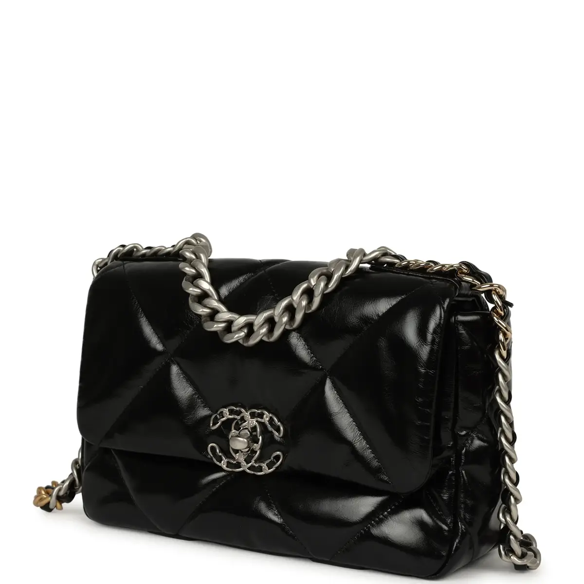 Chanel Chanel Medium 19 Flap Bag Black Shiny Crumpled Calfskin Mixed Metal Hardware | Thumbnail 5
