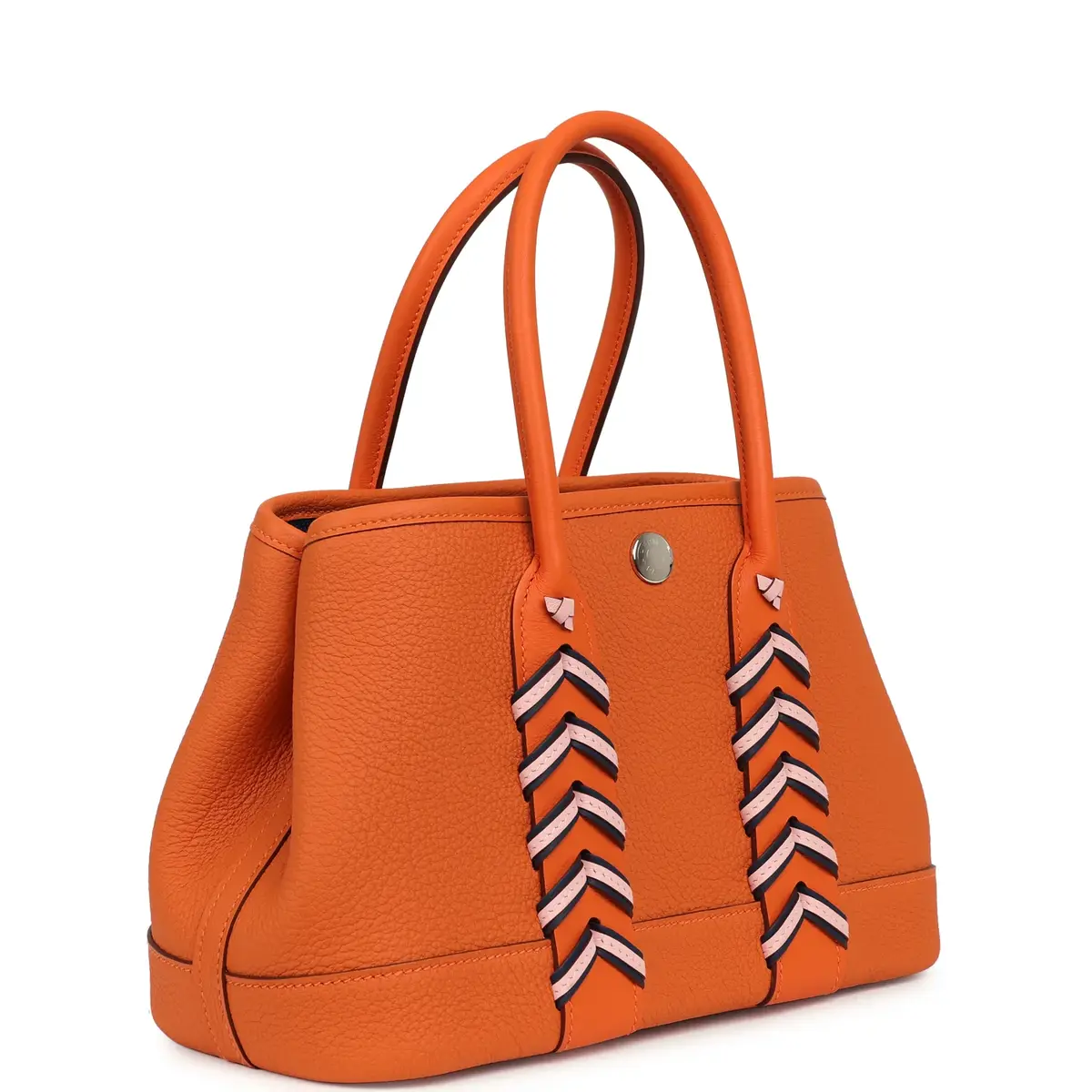 HERMÈS Hermes Garden Party Neo 23 "Bredies" Orange, Rose Sakura, Bleu Navy Togo and Swift Palladium Hardware | Thumbnail 2 HERMÈS Hermes Garden Party Neo 23 "Bredies" Orange, Rose Sakura, Bleu Navy Togo and Swift Palladium Hardware | Thumbnail 2