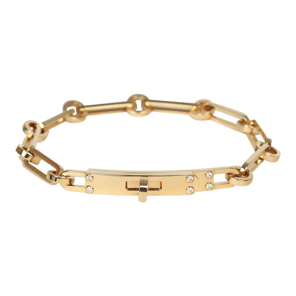 HERMÈS Hermes Kelly Chaine Bracelet SH 18K Yellow Gold, Diamonds