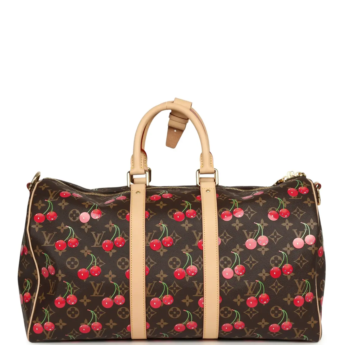 Louis Vuitton Louis Vuitton X Takashi Murakami Cheries Keepall Bandouliere 45 Red, Brown Monogram Cherry Gold Hardware | Thumbnail 4 Louis Vuitton Louis Vuitton X Takashi Murakami Cheries Keepall Bandouliere 45 Red, Brown Monogram Cherry Gold Hardware | Thumbnail 4
