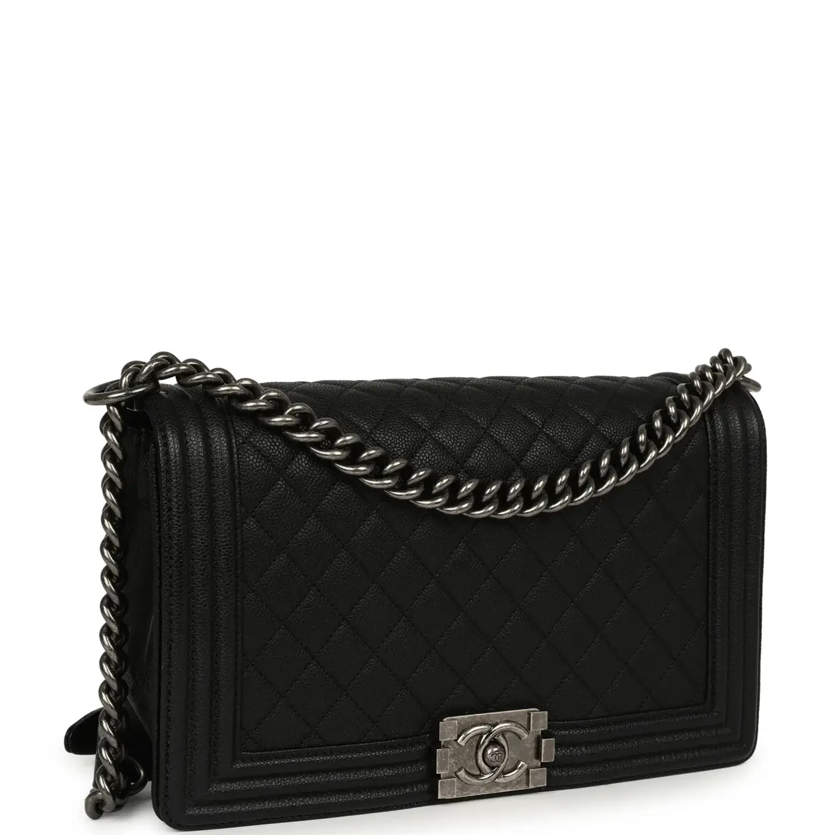 Chanel Pre-owned Chanel Medium Boy Bag Black Caviar Ruthenium Hardware | Thumbnail 2 Chanel Pre-owned Chanel Medium Boy Bag Black Caviar Ruthenium Hardware | Thumbnail 2
