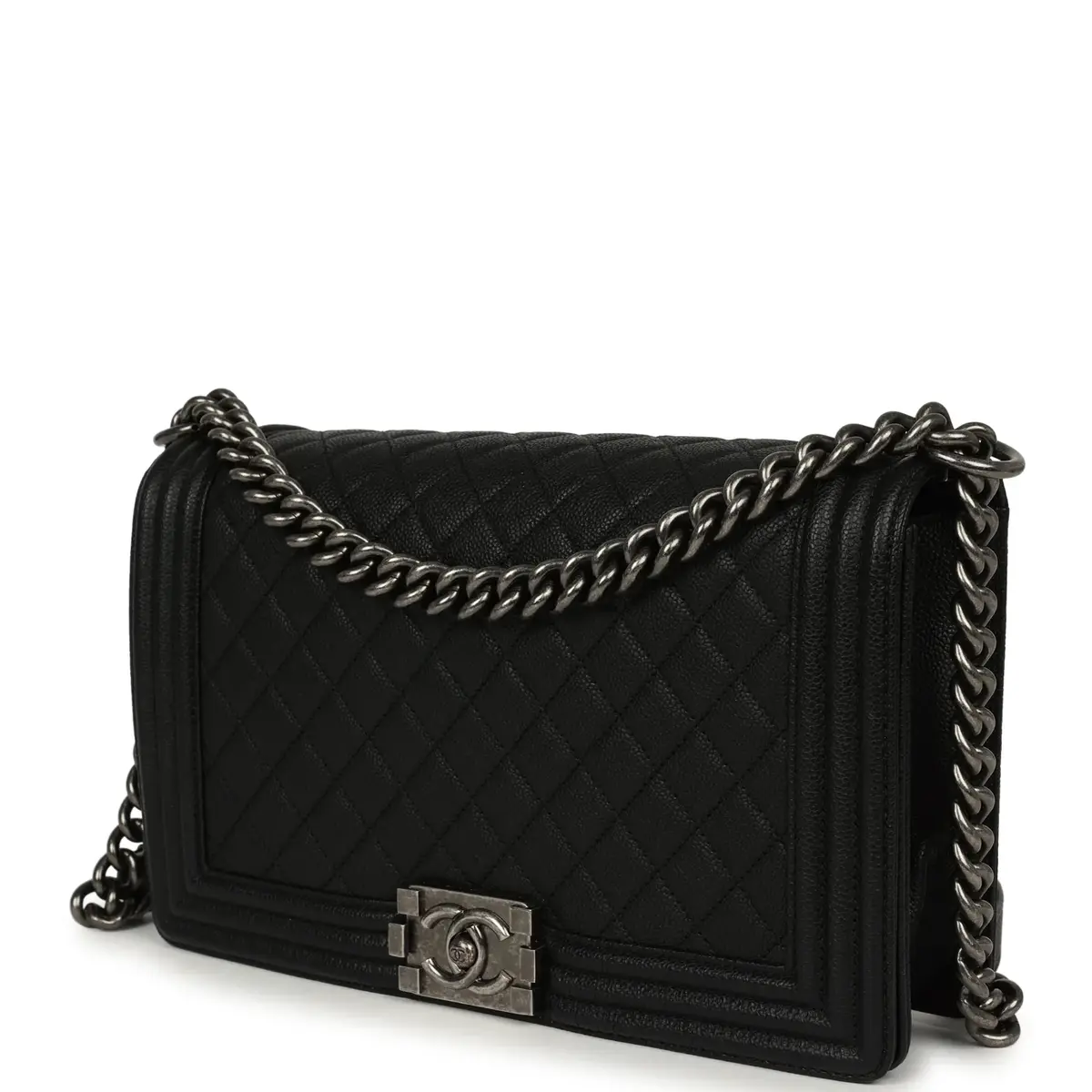 Chanel Pre-owned Chanel Medium Boy Bag Black Caviar Ruthenium Hardware | Thumbnail 5 Chanel Pre-owned Chanel Medium Boy Bag Black Caviar Ruthenium Hardware | Thumbnail 5