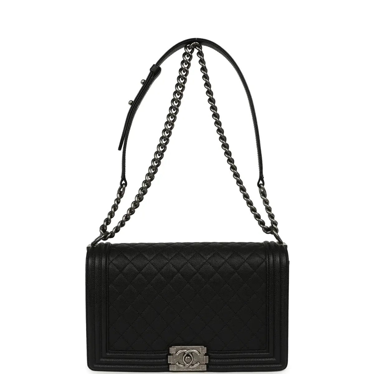 Chanel Pre-owned Chanel Medium Boy Bag Black Caviar Ruthenium Hardware | Thumbnail 7 Chanel Pre-owned Chanel Medium Boy Bag Black Caviar Ruthenium Hardware | Thumbnail 7
