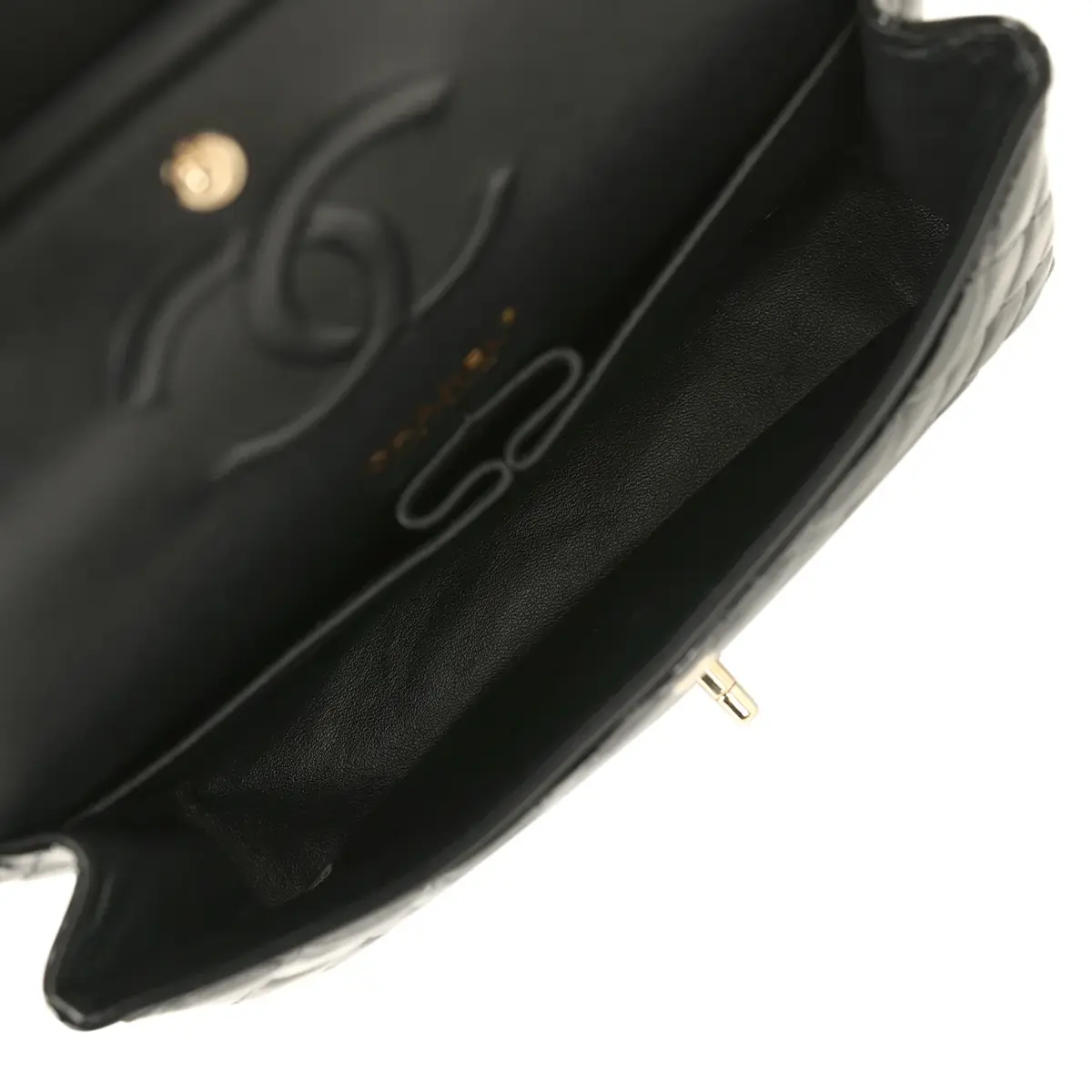Chanel Pre-owned Chanel Medium Classic Double Flap Bag Black Patent Light Gold Hardware | Thumbnail 10 Chanel Pre-owned Chanel Medium Classic Double Flap Bag Black Patent Light Gold Hardware | Thumbnail 10