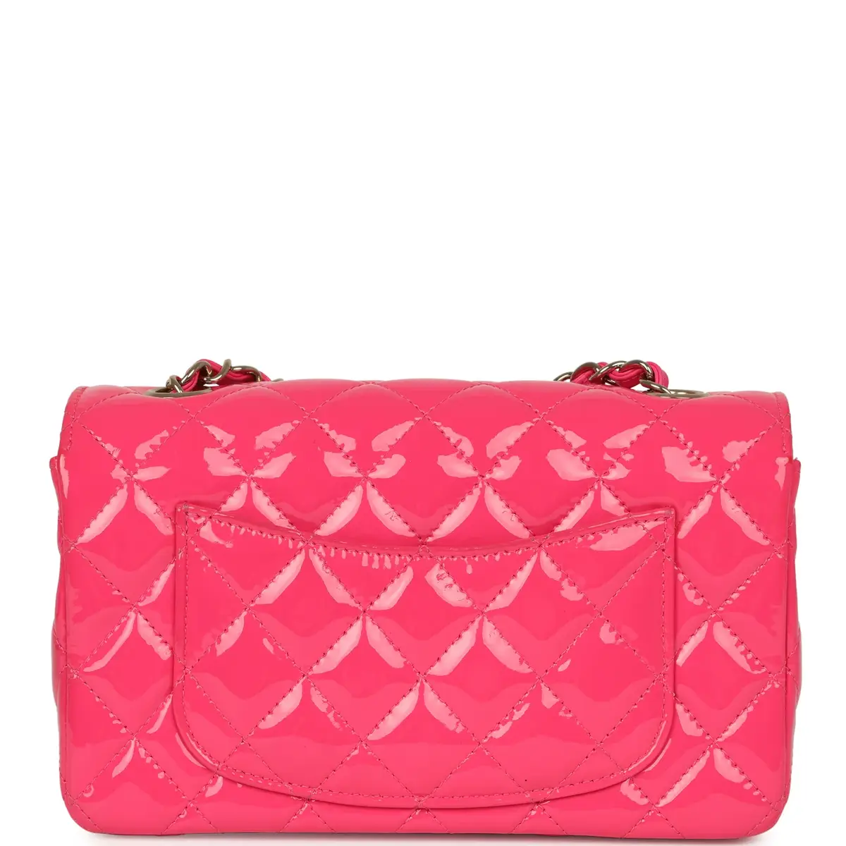 Chanel Pre-owned Chanel Mini Classic Rectangular Flap Bag Hot Pink Patent Gold Hardware | Thumbnail 4 Chanel Pre-owned Chanel Mini Classic Rectangular Flap Bag Hot Pink Patent Gold Hardware | Thumbnail 4