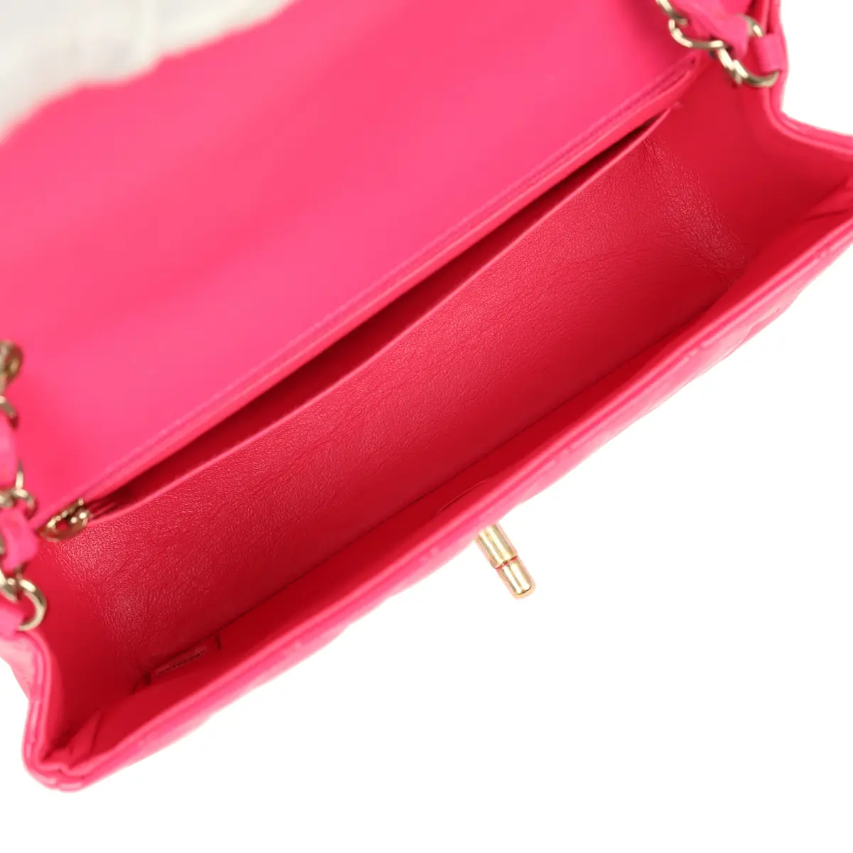 Chanel Pre-owned Chanel Mini Classic Rectangular Flap Bag Hot Pink Patent Gold Hardware | Thumbnail 8 Chanel Pre-owned Chanel Mini Classic Rectangular Flap Bag Hot Pink Patent Gold Hardware | Thumbnail 8