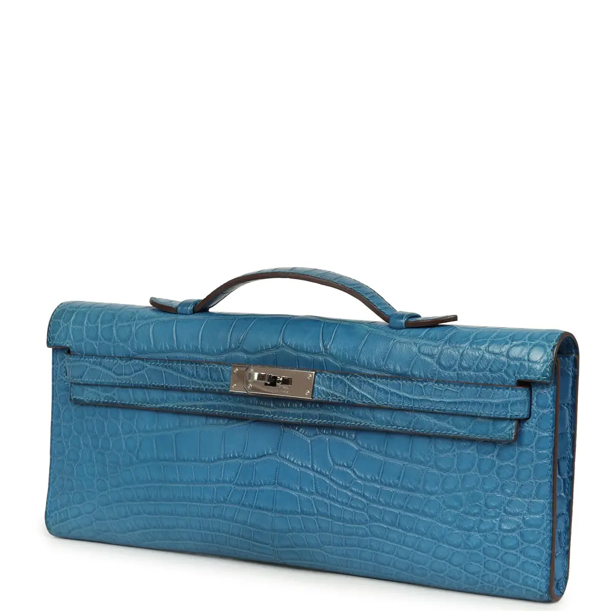 HERMÈS Pre-owned Hermes Kelly Cut Mykonos Matte Alligator Palladium Hardware | Thumbnail 4 HERMÈS Pre-owned Hermes Kelly Cut Mykonos Matte Alligator Palladium Hardware | Thumbnail 4