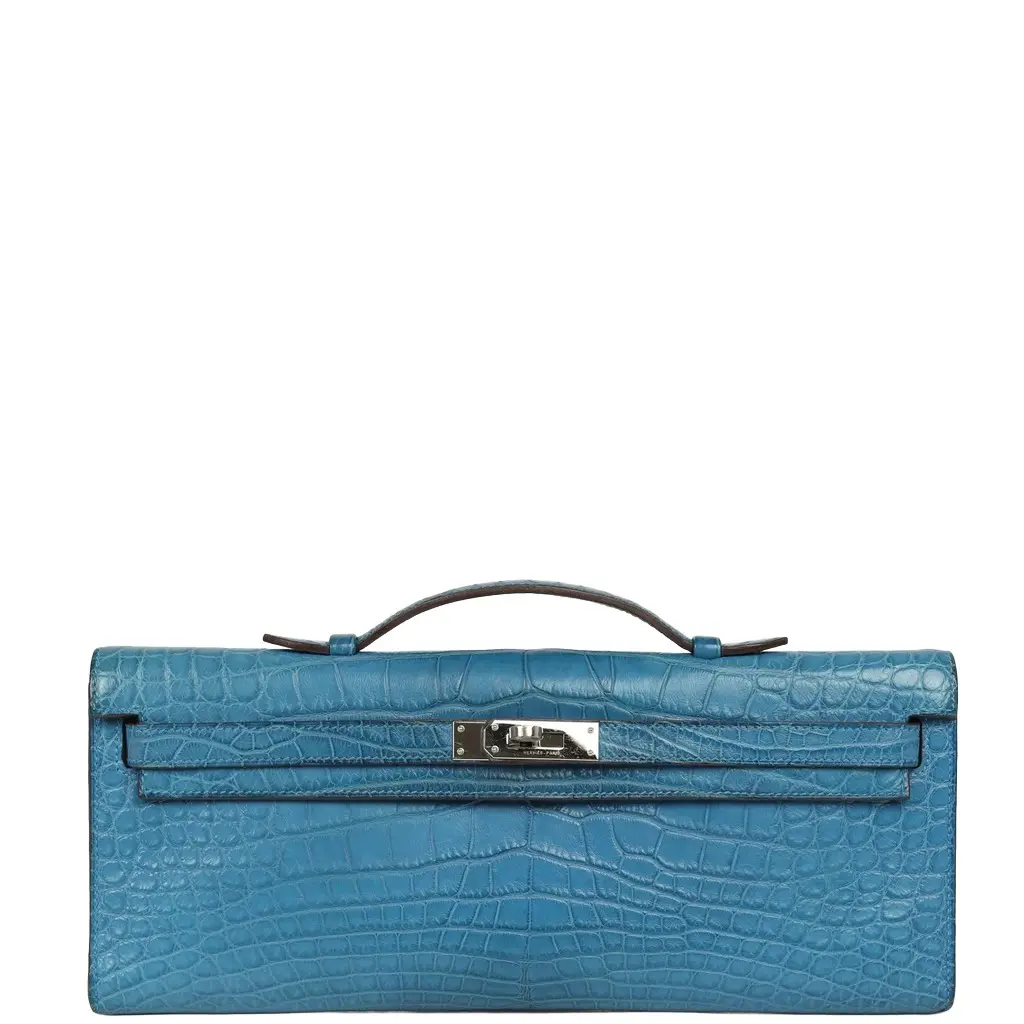 HERMÈS Pre-owned Hermes Kelly Cut Mykonos Matte Alligator Palladium Hardware