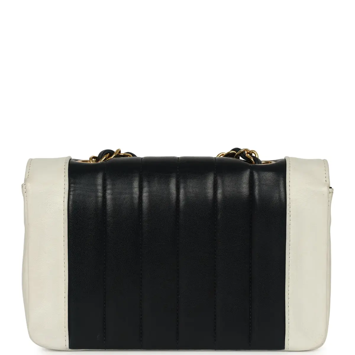 Chanel Vintage Chanel Mini Mademoiselle Flap White, Navy Lambskin Gold Hardware | Thumbnail 4 Chanel Vintage Chanel Mini Mademoiselle Flap White, Navy Lambskin Gold Hardware | Thumbnail 4