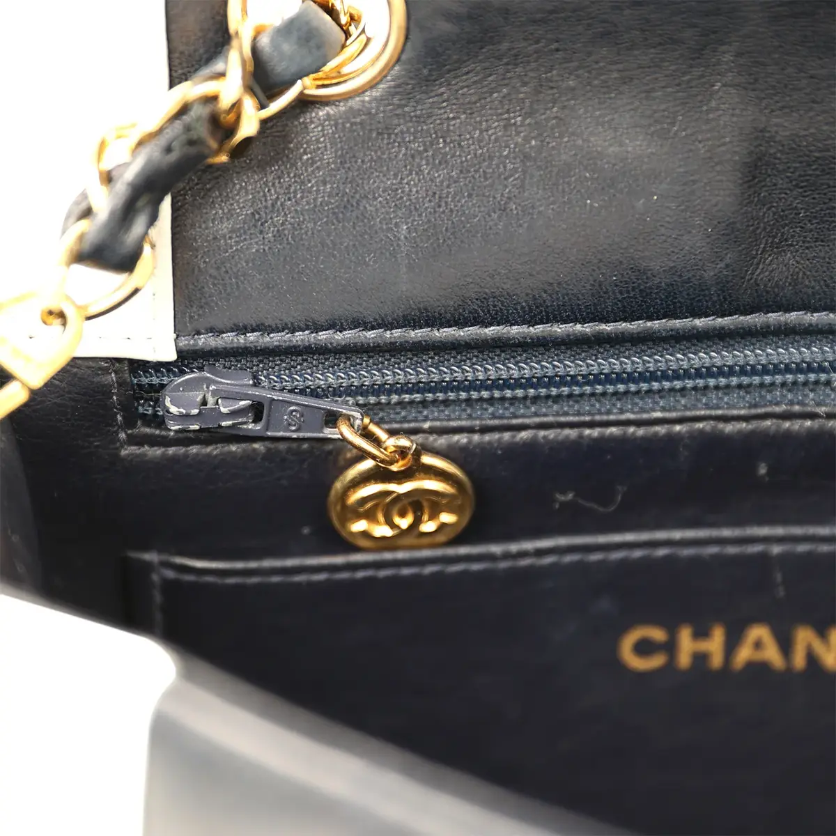 Chanel Vintage Chanel Mini Mademoiselle Flap White, Navy Lambskin Gold Hardware | Thumbnail 10 Chanel Vintage Chanel Mini Mademoiselle Flap White, Navy Lambskin Gold Hardware | Thumbnail 10