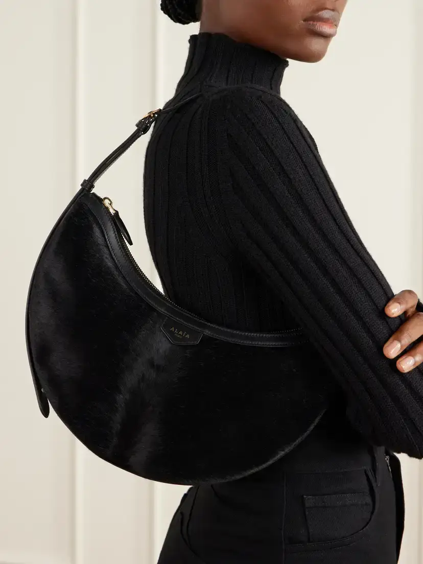 Alaïa Demi Lune Leather-trimmed Calf-hair Shoulder Bag | Thumbnail 2