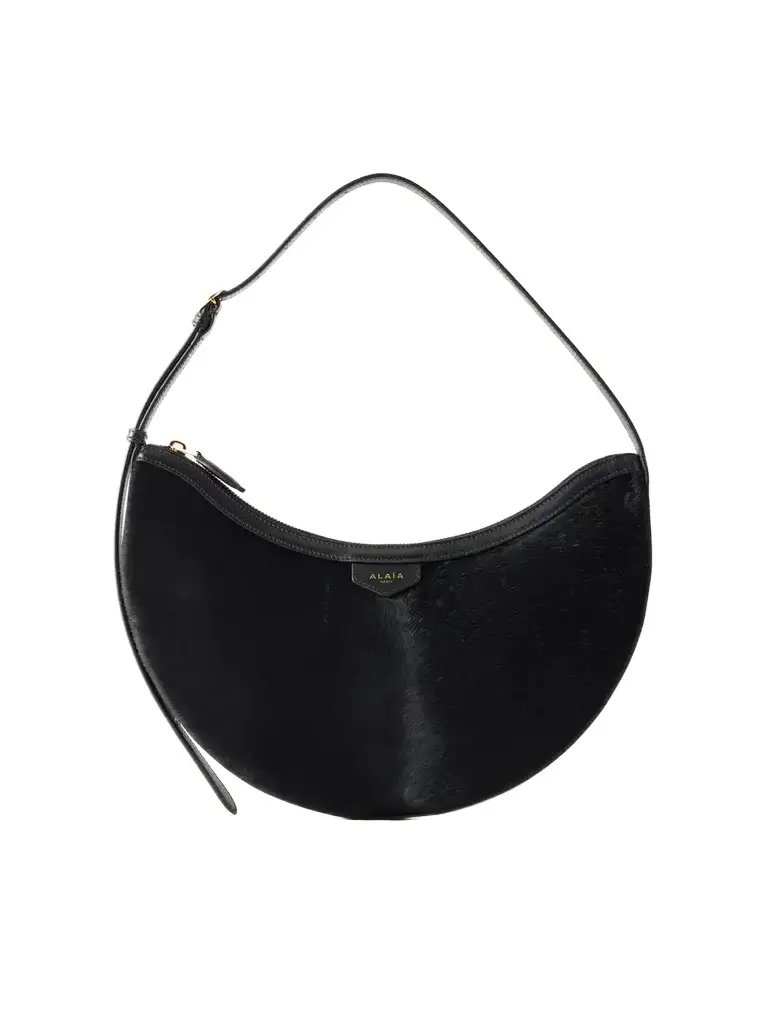 Demi Lune Leather-trimmed Calf-hair Shoulder Bag Demi Lune Leather-trimmed Calf-hair Shoulder Bag