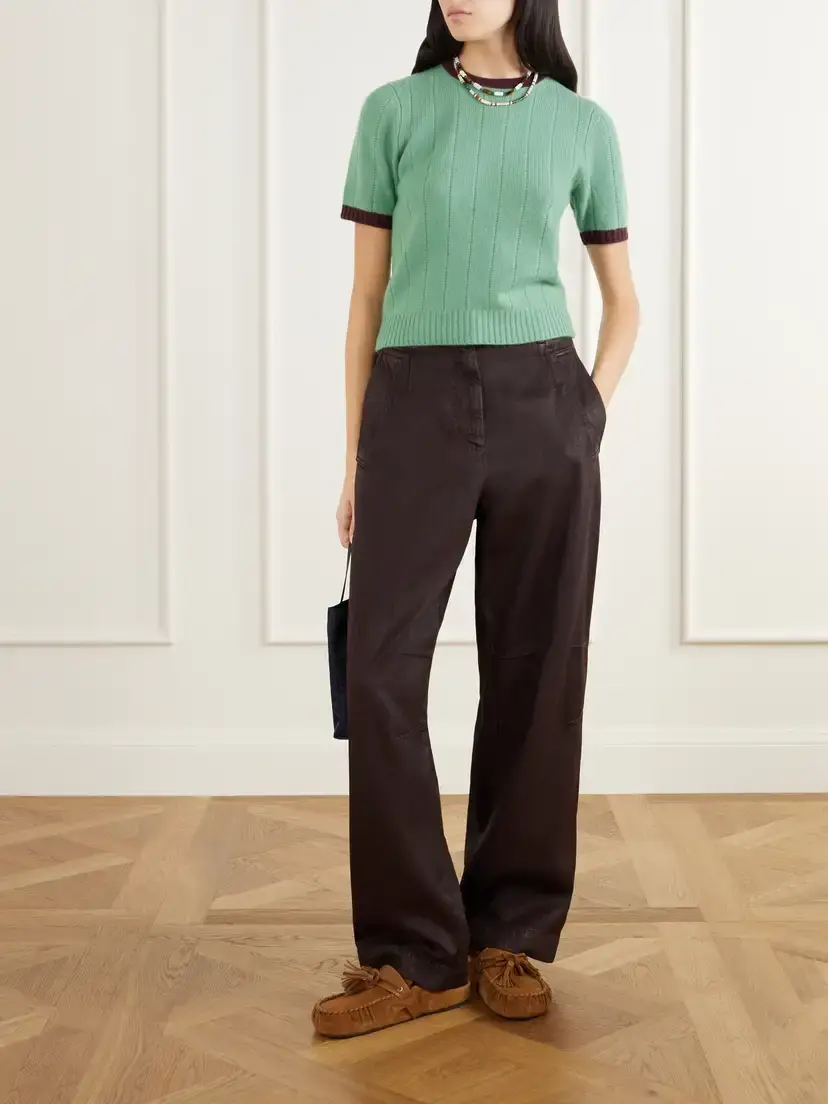 Guest In Residence Rib Ringer Cashmere T-shirt | Thumbnail 2 Guest In Residence Rib Ringer Cashmere T-shirt | Thumbnail 2