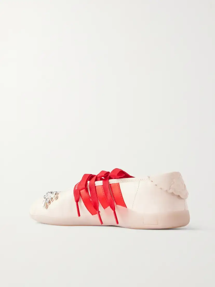 Simone Rocha + Adidas Originals Taekwondo Ballerina Embellished Pleated Leather Flats | Thumbnail 3