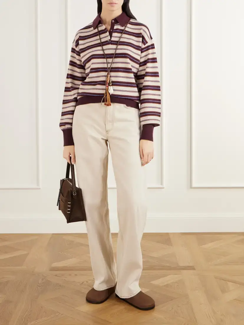 Guest In Residence Collegiate Striped Cashmere Polo Sweater | Thumbnail 2 Guest In Residence Collegiate Striped Cashmere Polo Sweater | Thumbnail 2