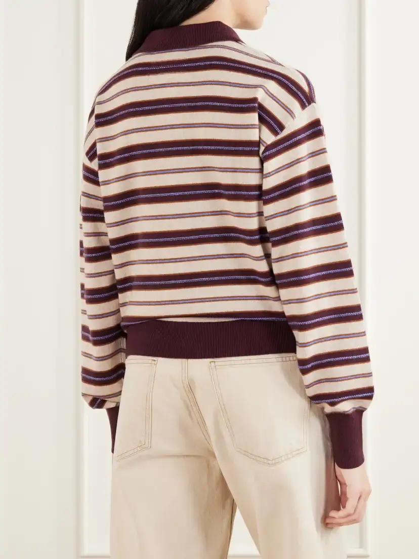 Guest In Residence Collegiate Striped Cashmere Polo Sweater | Thumbnail 4 Guest In Residence Collegiate Striped Cashmere Polo Sweater | Thumbnail 4