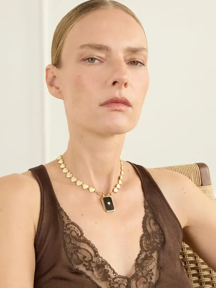 Marie Lichtenberg Heart 18-karat Gold, Ebony And Diamond Necklace | Thumbnail 2