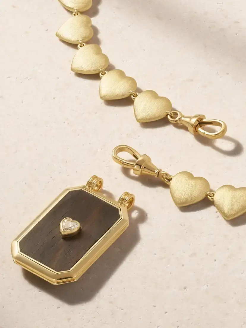 Marie Lichtenberg Heart 18-karat Gold, Ebony And Diamond Necklace | Thumbnail 3