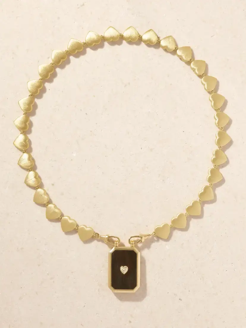 Marie Lichtenberg Heart 18-karat Gold, Ebony And Diamond Necklace | Thumbnail 4