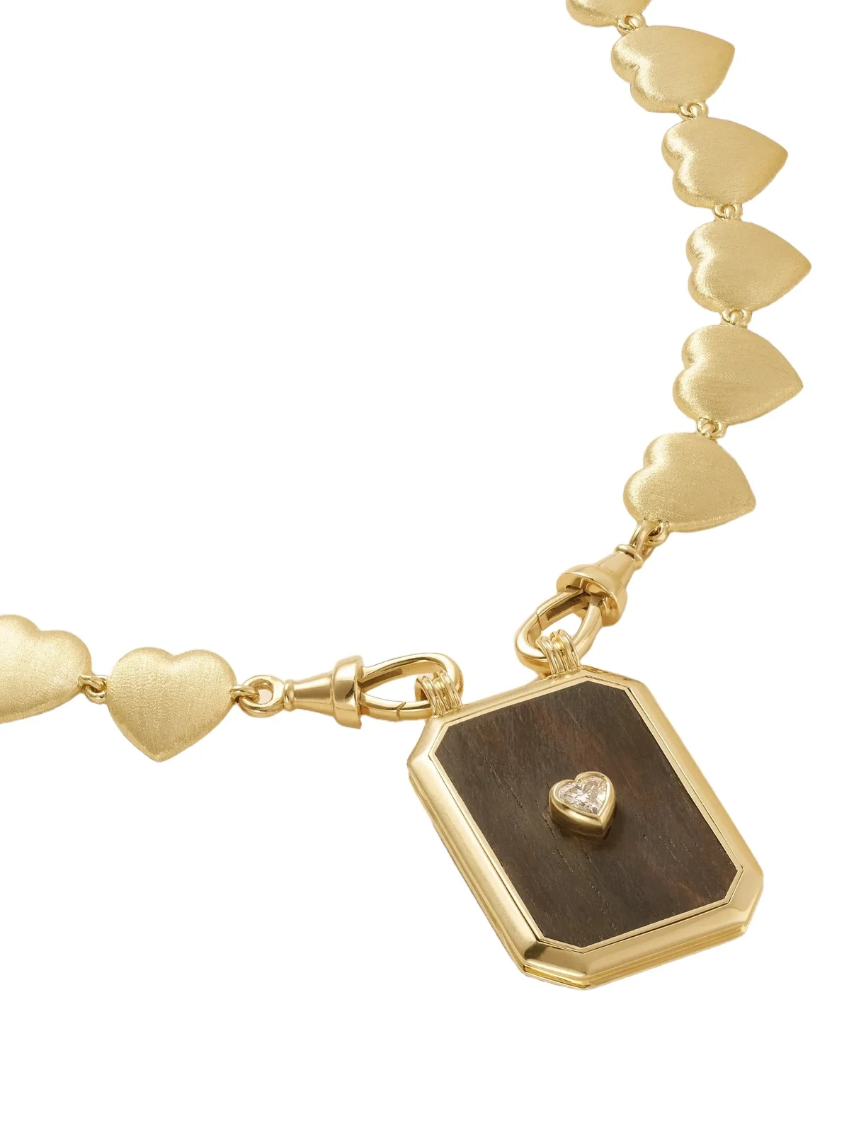 Heart 18-karat Gold, Ebony And Diamond Necklace