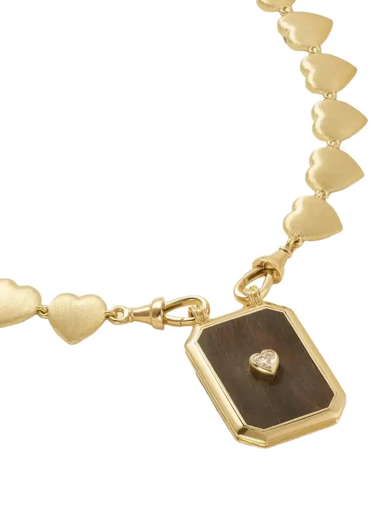 Marie Lichtenberg Heart 18-karat Gold, Ebony And Diamond Necklace