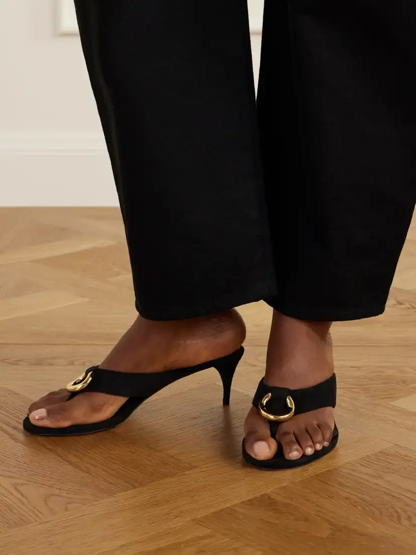 Alaïa Infra 55 Embellished Suede Thong Sandals | Thumbnail 2