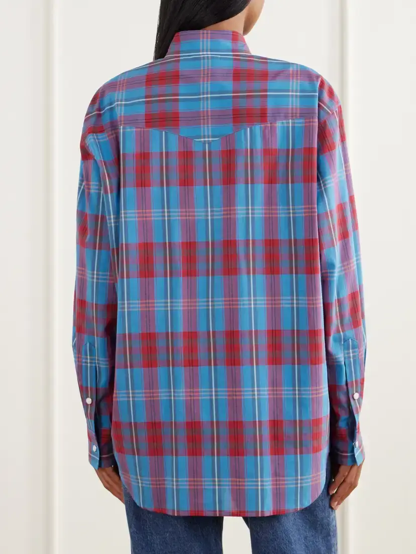 Auralee Checked Cotton And Silk-blend Shirt - Blue | Thumbnail 4 Auralee Checked Cotton And Silk-blend Shirt - Blue | Thumbnail 4