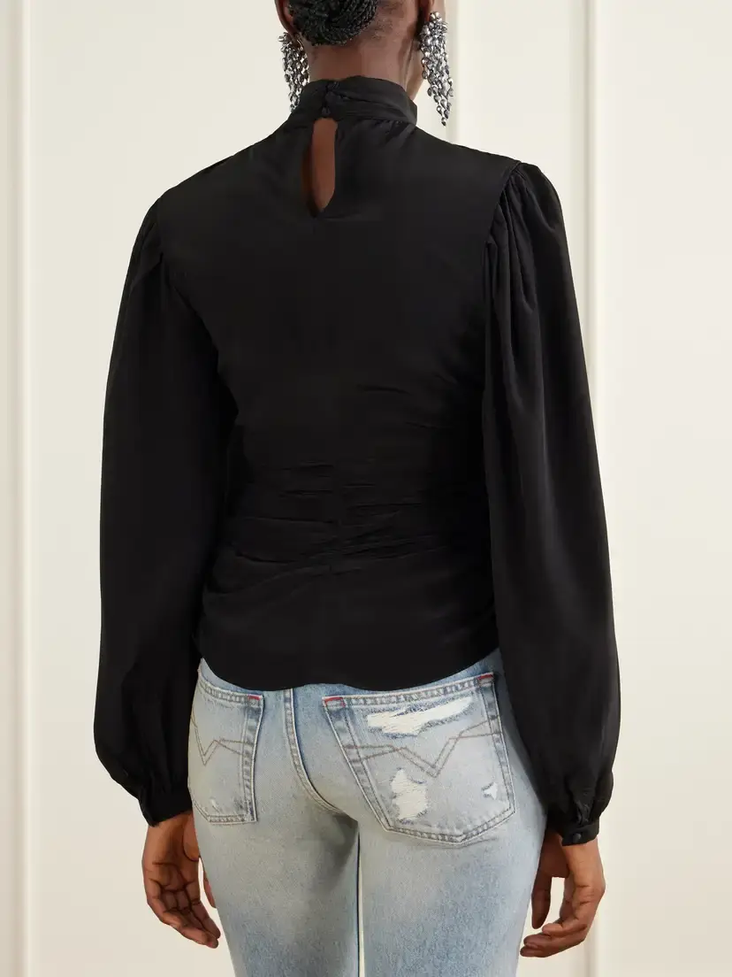 Isabel Marant Despona Gathered Silk-satin Blouse | Thumbnail 3 Isabel Marant Despona Gathered Silk-satin Blouse | Thumbnail 3