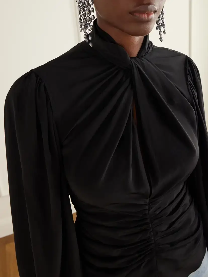 Isabel Marant Despona Gathered Silk-satin Blouse | Thumbnail 4 Isabel Marant Despona Gathered Silk-satin Blouse | Thumbnail 4