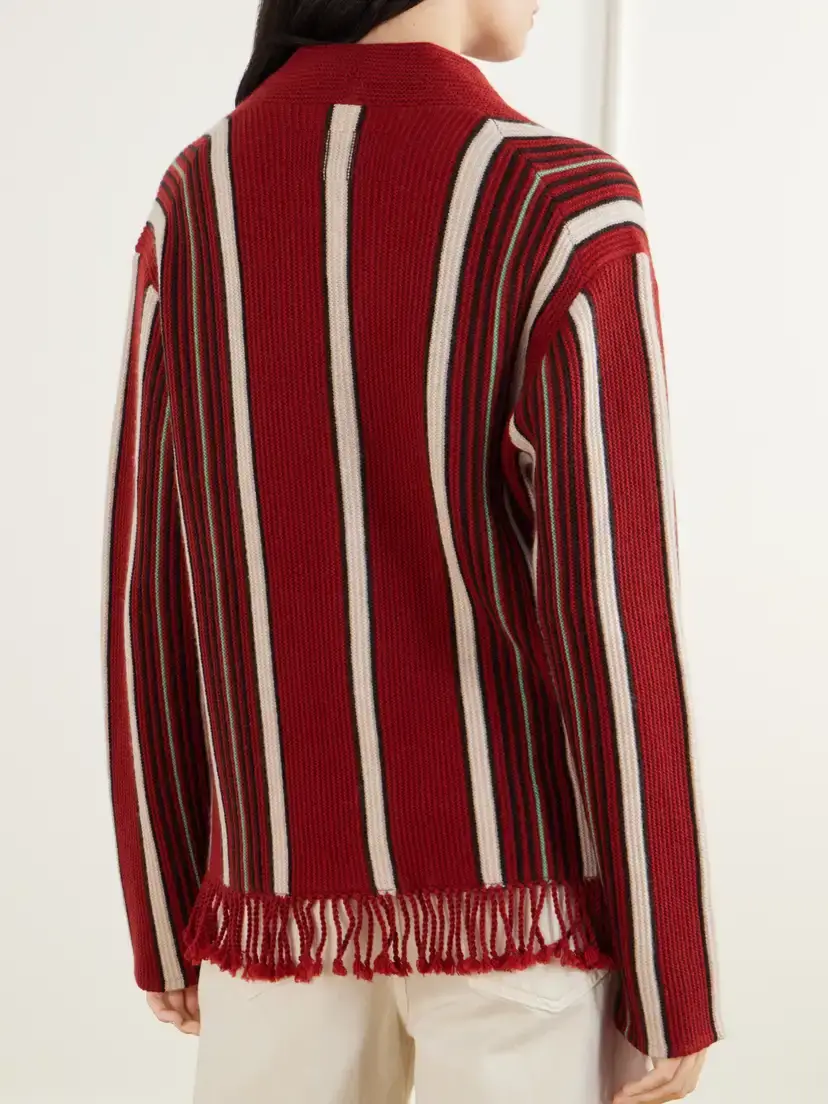 Guest In Residence Handloom Fringed Striped Wool And Cashmere-blend Cardigan | Thumbnail 4 Guest In Residence Handloom Fringed Striped Wool And Cashmere-blend Cardigan | Thumbnail 4
