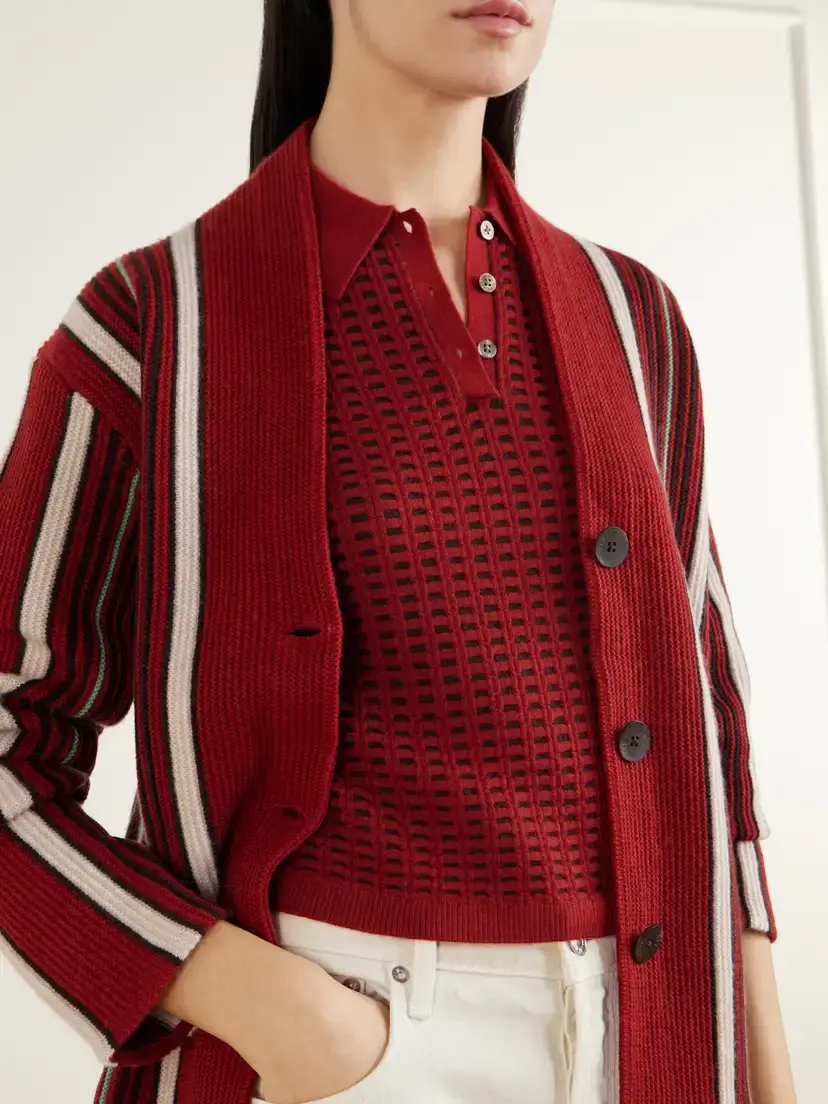 Guest In Residence Handloom Fringed Striped Wool And Cashmere-blend Cardigan | Thumbnail 5 Guest In Residence Handloom Fringed Striped Wool And Cashmere-blend Cardigan | Thumbnail 5