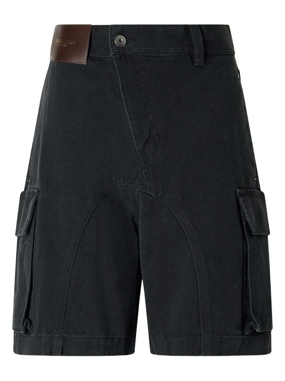 Twisted Patch Pocket Cotton-twill Shorts
