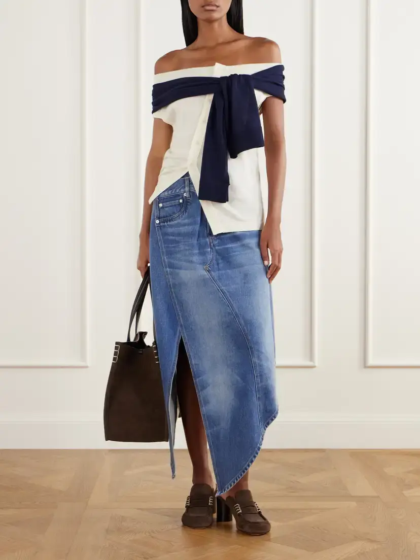JW Anderson Off-the-shoulder Tie-detailed Asymmetric Wool Tank | Thumbnail 2 JW Anderson Off-the-shoulder Tie-detailed Asymmetric Wool Tank | Thumbnail 2