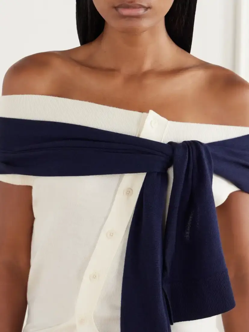 JW Anderson Off-the-shoulder Tie-detailed Asymmetric Wool Tank | Thumbnail 5 JW Anderson Off-the-shoulder Tie-detailed Asymmetric Wool Tank | Thumbnail 5