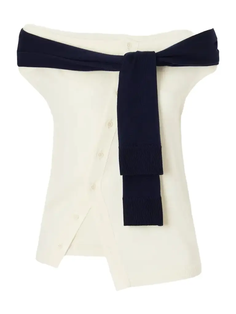 JW Anderson Off-the-shoulder Tie-detailed Asymmetric Wool Tank